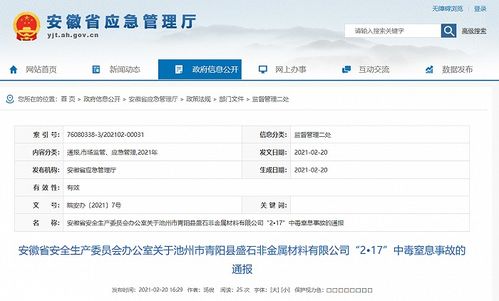 安徽通報中毒窒息事故 未采取防護措施進窯致2死1傷，凸顯安全監管與辦公平臺開發重要性